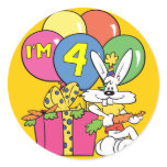 4th Birthday Rabbit Stickers