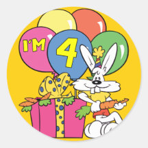 4th Birthday Rabbit Stickers