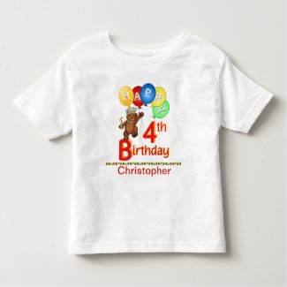 4th Birthday Regal Teddy Beary Custom Name T-shirt