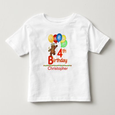 4th Birthday Regal Teddy Beary Custom Name T-shirt