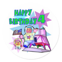 4th Birthday Space Birthday stickers