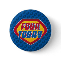 4th Birthday Superhero Button Badge