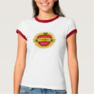ladies_casual_ringer_tshirt - A t shirt for teachers featuring a vintage tattoo inspired design of a red apple with a banner that reads "fourth grade." Shirt available in many other colors and styles including long sleeve, hoody, mens, and more.