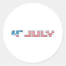 4th July - Independence Day - 4th July Flag Round Sticker