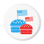 4th July - Independence Day - American Flag Burger Refrigerator Magnet