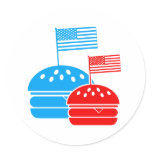 4th July - Independence Day - American Flag Burger Stickers