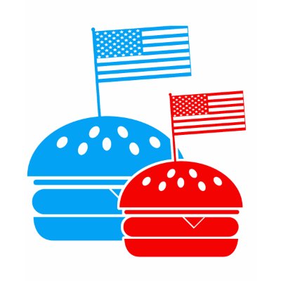 4th July - Independence Day - American Flag Burger Tee Shirts by CarbonClothing