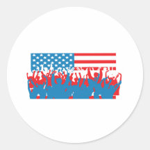 4th July - Independence Day - Flag Celebrations Round Stickers