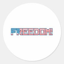 4th July - Independence Day - Freedom Flag Round Sticker