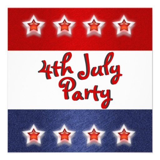 4th July invitations - customizable template (front side)