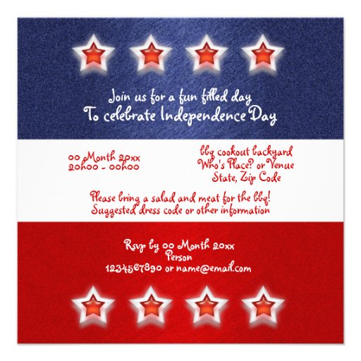 4th July invitations - customizable template