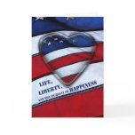 4th July Patriotic heart American Flag Greeting Cards