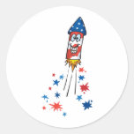 4th July Rocket Round Stickers