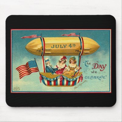 4th of July - Airship - Vintage art Mouse Mats by MyOtherPlanet