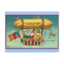 4th of July - Airship - Vintage art Post Card