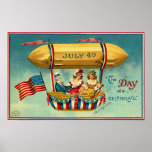 4th of July - Airship - Vintage Art Poster