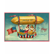 4th of July - Airship - Vintage art t-shirts by MyOtherPlanet 4th of July - Airship - Vintage art t-shirts