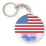 4th of July American Flag & Fireworks Keychain