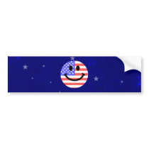 4th of July American Flag Smiley face Bumper Stickers