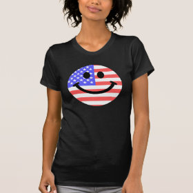 4th of July American Flag Smiley face Tshirt