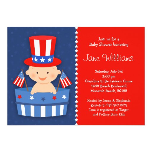 4th of July Baby Shower Invitation (front side)