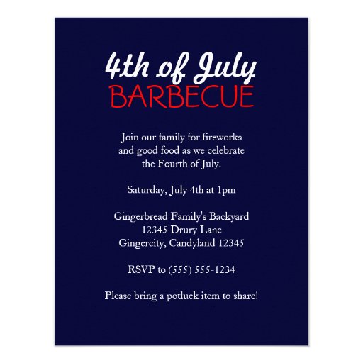 4th of July Barbecue Invitation (front side)