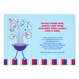 4th of July BBQ Invitation 5" X 7" Invitation Card