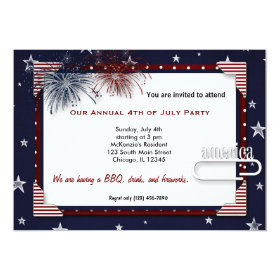 4th of July BBQ Party 5x7 Paper Invitation Card