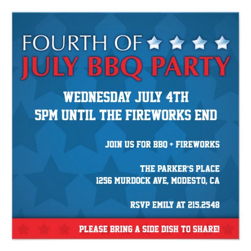 4th of July BBQ Party Invite