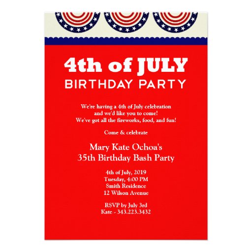 4th of July Birthday Party Invitation