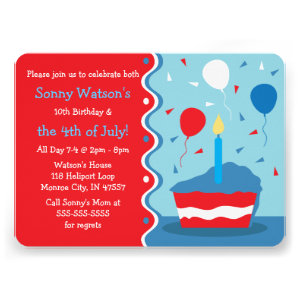 4th of July Birthday Party Invitations