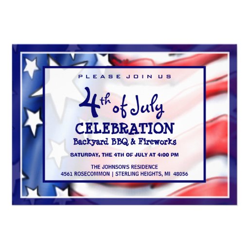 4th of July Celebration Invitation (front side)
