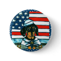 4th of July Dachshund Pinback Buttons
