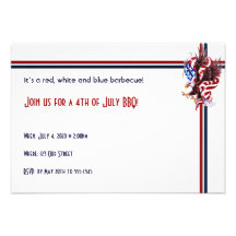 4th of July Eagle and American Flag Illustration Invite
