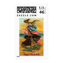 4th of July Eagle and Flag Stamp