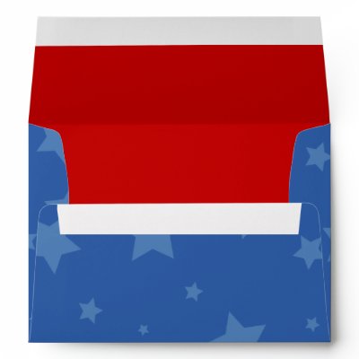 4th of July Envelope A7 Blue Stars & Red by BlankCustomEnvelopes