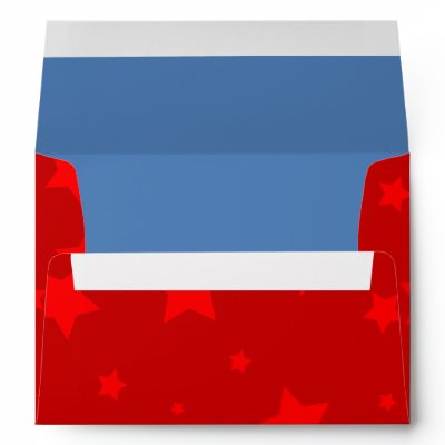 4th of July Envelope A7 Light Red Stars & Blue by BlankCustomEnvelopes