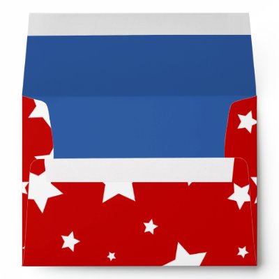 4th of July Envelope A7 White Stars on Red & Blue by BlankCustomEnvelopes