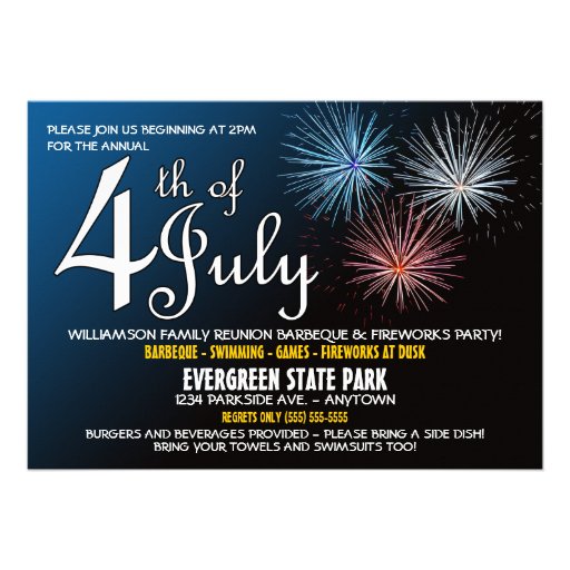 4th of July Family Reunion Invitation (front side)