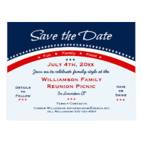 4th of July Family Reunion, Party, Save the Date Postcard