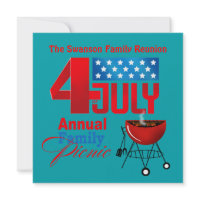 4th of July Family Reunion Picnic BBQ Cookout Invitations
