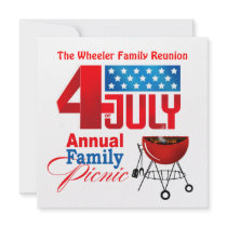 4th of July Family Reunion Picnic BBQ Cookout Custom Invitation