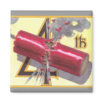 4th of July Firecracker Explodes Refrigerator Magnet by pinkalmond