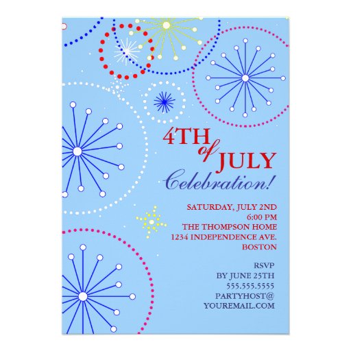 4th of July Fireworks Party Invitation (front side)