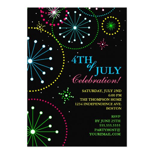 4th of July Fireworks Party Invitation (front side)