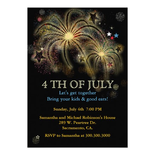 4th of July Fireworks Party Invitations (front side)