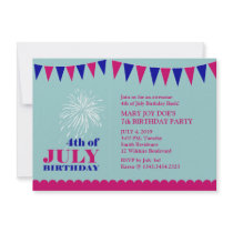 4th of July Girl's Birthday Party Invitation