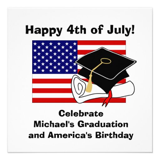 4th Of July Graduation Party Invitation Cap (front side)