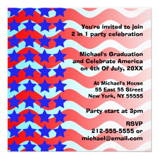 4th Of July Graduation Party Invitation Cap