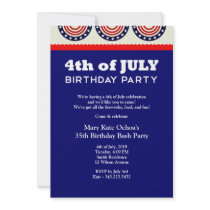 4th of July Independence Day Birthday Party Invita